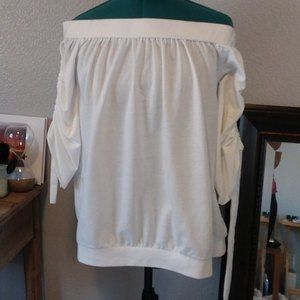 ESSUE OFF SHOULDER OPEN BACK ADJUSTABLE TIE SLEEVE WHITE SIZE SMALL